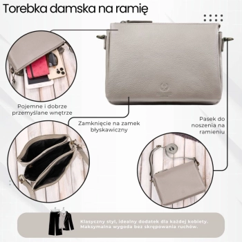 Torebka damska Paolo Peruzzi skórzana na ramię kompaktowa