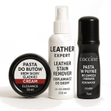 Zestaw Pasta do butów krem skóry gładkiej Cream + Leather Stain Remover odplamiacz do skóry + Pasta w płynie do zamszu i