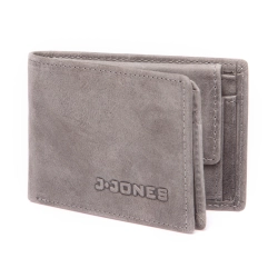Kieszonkowy męski portfel skórzany szary J Jones RFID