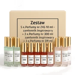 Zestaw 5 x Perfumy nr 245 10ml - zamiennik inspirowany + 5 x Perfumy nr 300 10ml - zamiennik inspirowany + 5 x Perfumy n
