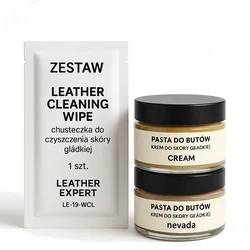Zestaw Leather Cleaning Wipe chusteczka do + Pasta do butów krem do skóry gładkiej Cream + Pasta do butów krem do skóry