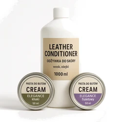 Zestaw Leather Conditioner odżywka do skóry 1000ml + Pasta do butów krem do skóry gładkiej Cream + Pasta do butów krem d