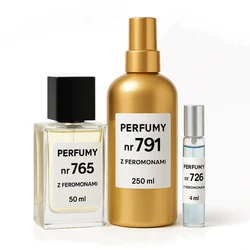 Zestaw Perfumy nr 765 50ml z feromonami - zamiennik + Perfumy nr 791 250ml z feromonami - + Perfumy nr 726 4ml z feromon