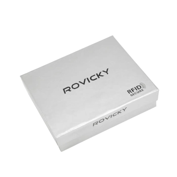 Portfel męski Rovicky  RFID skóra naturalna  granatowy + czerwony
