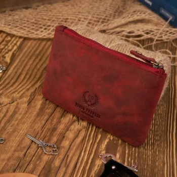 Etui na klucze skórzane czerwone do codziennego noszenia