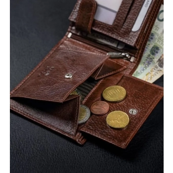 Portfel męski brązowy Rovicky do codziennego noszenia RFID