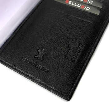 Skórzane etui RFID czarne na karty i dokumenty