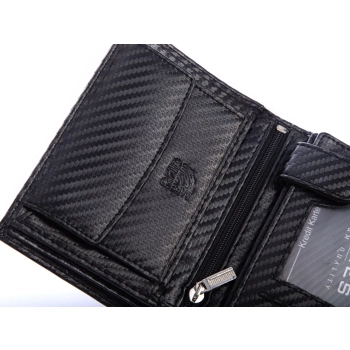 portfel męski skórzany J.Jones carbon RFID w kolorze czarnym