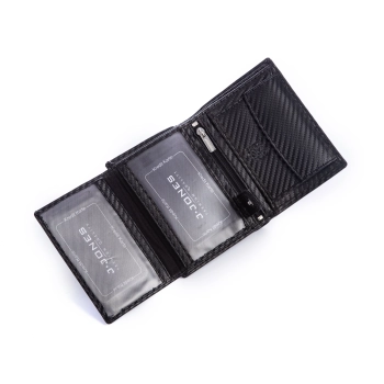 portfel męski skórzany J.Jones carbon RFID w kolorze czarnym