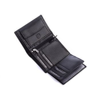 portfel męski skórzany J.Jones carbon RFID w kolorze czarnym