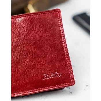 Etui na karty czerwone Rovicky ze skóry naturalnej