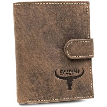 Brązowy portfel męski Buffalo Wild pionowy skóra bydlęca RFID