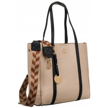 Torebka damska Lulu Castagnette beżowa eko skóra shopper na A4