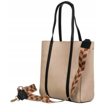Torebka damska Lulu Castagnette beżowa eko skóra shopper na A4