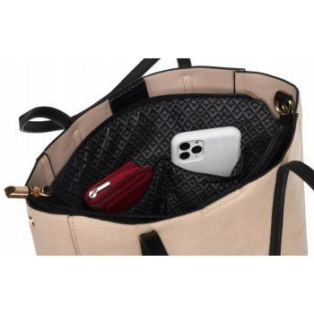 Torebka damska Lulu Castagnette beżowa eko skóra shopper na A4