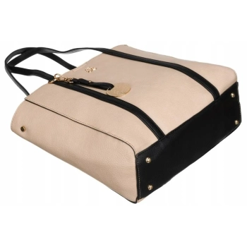 Torebka damska Lulu Castagnette beżowa eko skóra shopper na A4