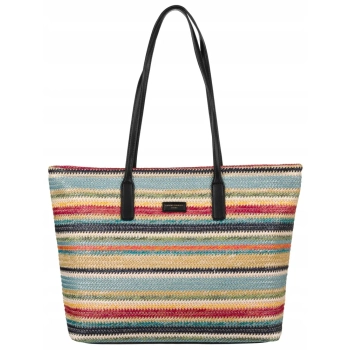 Torba na ramię David Jones materiałowa czarna elegancka