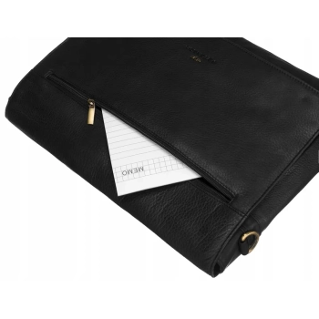 Torba na laptopa skórzana PETERSON PTN czarna biznesowa