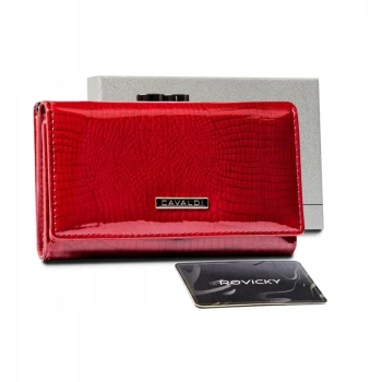 Portfel damski skórzany Cavaldi czerwony poziomy na bigiel mały