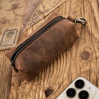 Etui na klucze i karty skórzane Paolo Peruzzi brązowe buffalo