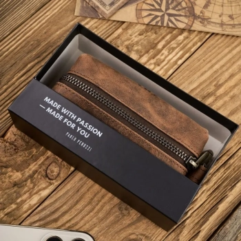 Etui na klucze i karty skórzane Paolo Peruzzi brązowe buffalo