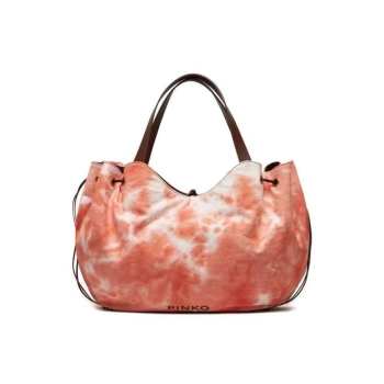 Torebka damska Pinko shopper pomarańczowa skóra naturalna duża