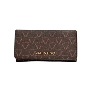 Portfel damski brązowy z monogramem i klapą Valentino
