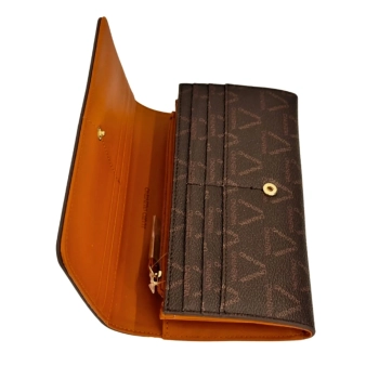 Portfel damski brązowy z monogramem i klapą Valentino