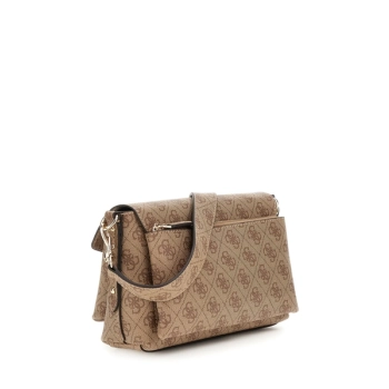 torebka damska guess beżowa z nadrukiem monogramu