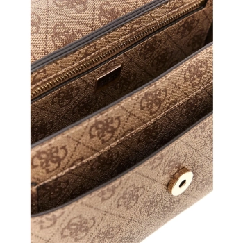 torebka damska guess beżowa z nadrukiem monogramu