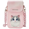 Nimmy Zestaw 3w1 torebka na telefon +    portfel + etui na lokalizator różowy/pink Big Eyed Pet 2.0 Cat