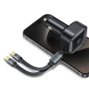 USAMS Ład. sam. ze zwijanym kablem2xUSB-C C41 PD 30W Fast Charge czarny/black CC220CC01 (US-CC220)