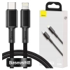 Kabel USB-C do Lightning Baseus High Density Braided, 20W, 5A, PD, 1m (czarny)
