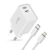 TECH-PROTECT C35W 2-PORT NETWORK CHARGER PD35W + LIGHTNING CABLE WHITE