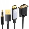 CO2 KABEL VGA - HDMI PRZEJŚCIÓWKA KONWERTER ADAPTER AUDIO FULL HD 60HZ 3M