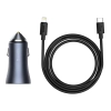 Ładowarka samochodowa Baseus Golden Contactor Pro, USB + USB-C, QC4.0+, PD, SCP, 40W (szara) + kabel USB-C do iP 1m (czarny)