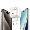USAMS Ład. siec. 1xUSB-C ze zwijanymkablem USB-C Retractable PD+QC 35W Gan Fast Charging biały/white XMF Series CC202TC02 (US-CC202)