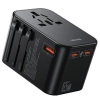 USAMS Adapter siec 1xUSB+2xUSB-C T62 65W4w1 US/AU/EU/UK czarny/black CC199TC01 (US-CC199) Univesal Travel Charger