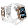 Protect Strap Band opaska z etui do Apple Watch 7 / 6 / 5 / 4 / 3 / 2 / SE (45 / 44 / 42mm) obudowa pancerny pokrowiec na zegarek biały / różowe złoto