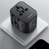 USAMS Adapter siec 2xUSB+1xUSB-C T59 20W4w1 US/AU/EU/UK czarny/black CC179TC01 (US-CC179) Universal Travel Charger
