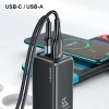 USAMS Ład. siec. 1xUSB-C+1xUSB T47 65W(only head) PD Fast Charging Super Si czarny/black CC153TC01  (US-CC153)