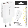 Ładowarka sieciowa Wozinsky CWCUCW 30W USB-C / 2 x USB-A - biała