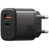 Ładowarka sieciowa Bazic Goport Velox    Kit 1xUSB-C 1xUSB-A GaN 35W z kablem plecionym czarny