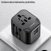 USAMS Adapter siec. 2xUSB T55 12W4w1 US/AU/EU/UK czarny/black CC173TC01 (US-CC173) Univesal Travel Charger