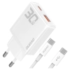 Ładowarka sieciowa GaN Dudao A30EUT 30W USB-A / USB-C + kabel USB-C - USB-C - biała