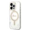 Zestaw Guess GUBPP14LHMEACSH Case+ Charger iPhone 14 Pro 6,1 biały/white hard case Marble MagSafe