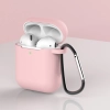 Etui do AirPods 2 / AirPods 1 silikonowy miękki pokrowiec na słuchawki + brelok karabińczyk zawieszka różowy (case D)