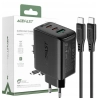 Acefast 2w1 ładowarka sieciowa 2x USB-C / USB-A 65W, PD, QC 3.0, AFC, FCP (zestaw z kablem USB-C 1.2m) czarny (A13 black)