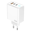 JELLICO ładowarka sieciowa EU20 GaN PD 65W 2xUSB-C + 1xUSB QC3.0 + kabel USB-C - USB-C Biały