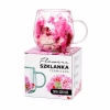 Szklanka termiczna z kwiatami w środku, gipsówka hortensje róż 300 ml 1szt SZK182